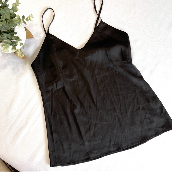 HONEY BUM camisole SOLID BLACK silky sexy LAYERING piece MEDIUM - Picture 4 of 11
